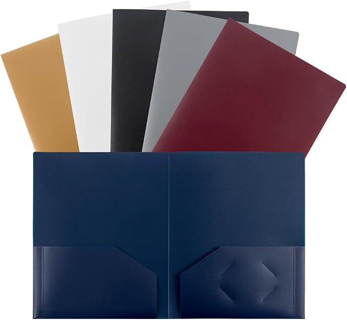 JAM PAPER Heavy Duty Plastic 2 Pocket Extra Tough School Folders - Assorted Professional Colors - 6/Pack - Image 6