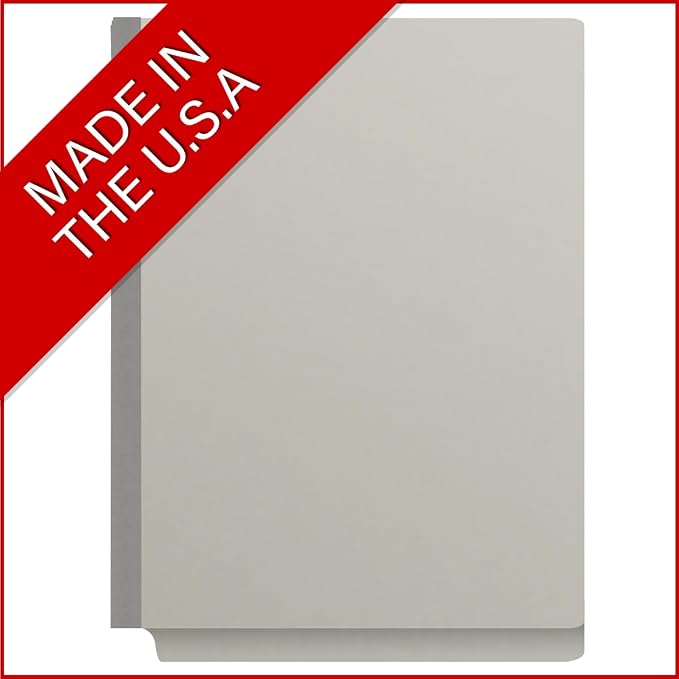 25 Pt. Pressboard Classification Folders, Full Cut End Tab, Letter Size, 1 Divider, Light Gray (Box of 10) - Image 5