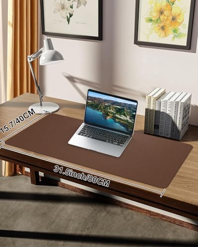 Leather Desk Pad Protector - Non-Slip PU Laptop Mat for Office/Home - Waterproof Writing Pad (31.5"x15.7", Brown) - Image 7