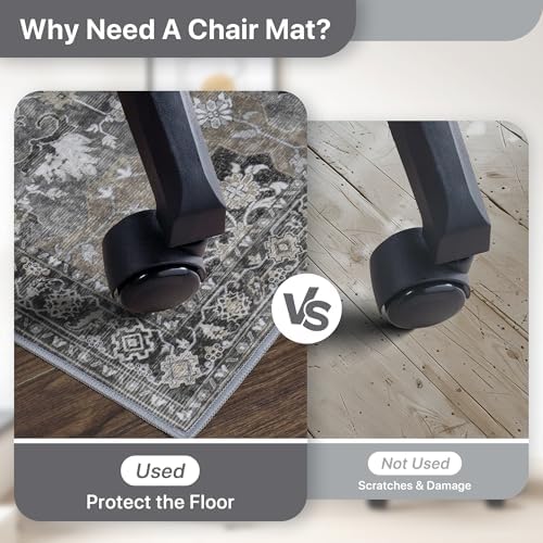 4FT Round Office Chair Mat for Hardwood Floor, Non-Slip Washable Black - Image 4