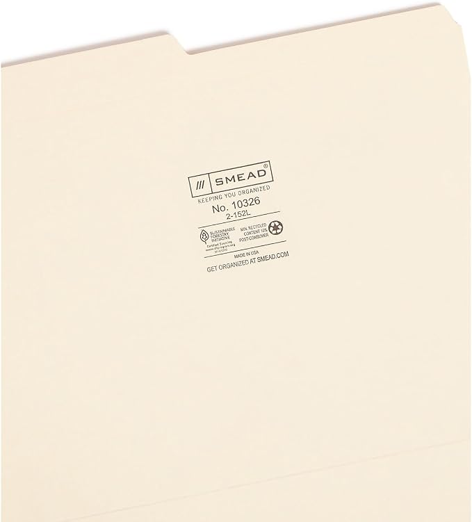 Smead File Folder, Reinforced 1/2-Cut Tab, Assorted Positions, Letter Size, Manila, 100 per Box (10326) - Image 5