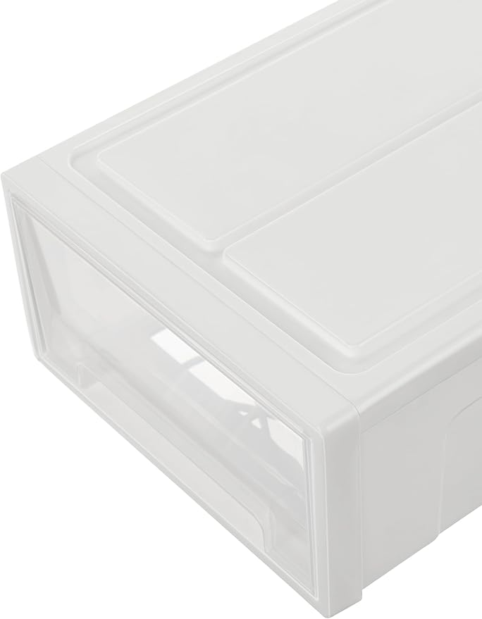 Cetomo 5L*3 Plastic Storage Drawers Unit, Office Desk Organizers, Drawer Organizer, Storage Box, Stackable Tower for Desktop, Bedroom, Dorm, Cosmetics, Durable PP, BPA Free, White & Clear, 5L-3 Pack - Image 5