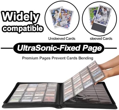 Premium Card Binder 16 Pocket - Fits 1600 Cards，4X4 Ringless Card Album with Sleeves for Trading Cards & Sports Cards（Model C，Classic White） - Image 3