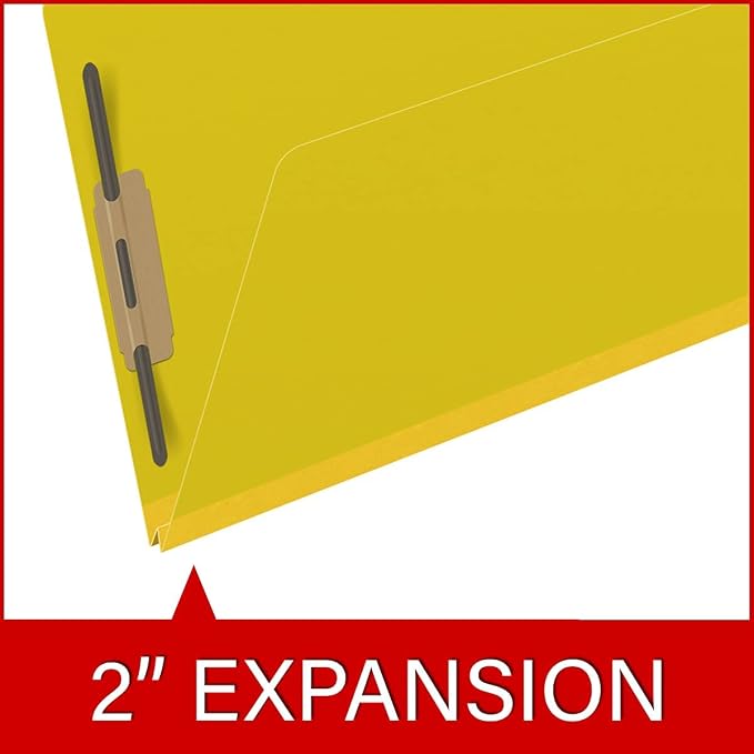 Ecom Folders End Tab Pressboard File Folders | Legal Size 25 Pt Stock with 2" Tyvek Expansion | Full Cut Tabs for Medical Charts, Legal Documents & Office Records | Yellow, Box of 25 - Image 7