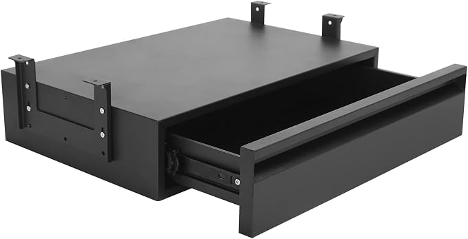 POPMOON 18 inch Under Desk Drawer, Adjustable Pull Out Storage Organizer | Under Table Drawer Adjustable Height, Smooth Slide Rails, Carbon Steel Hidden Under Desk Drawer Slide Out Hold 44 lbs by POPMOON