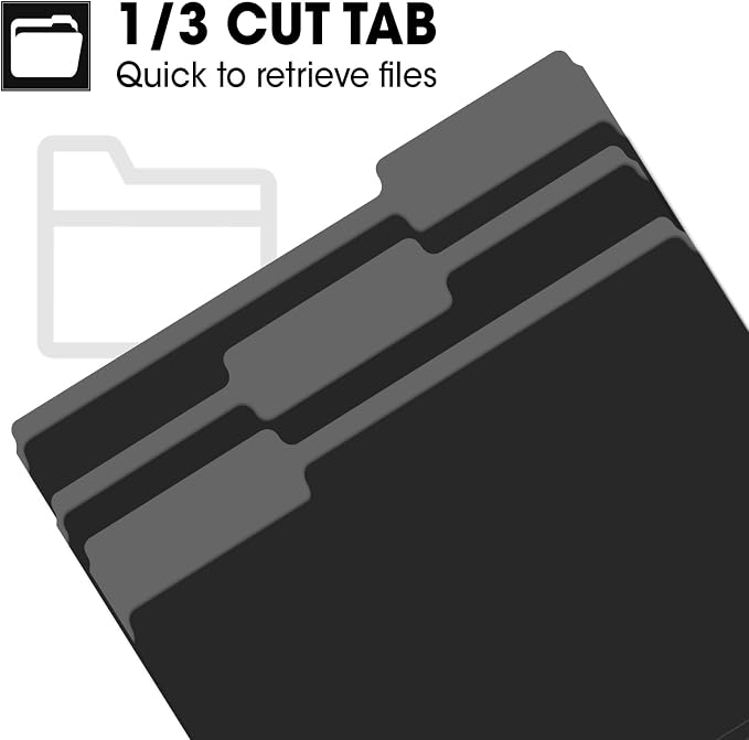 120 Pack File Folders 8.5 x 11 Inch, 1/3 Cut Tab Black File Folders Letter Size, School Business Office Filing Folder for Document, Black - Image 4