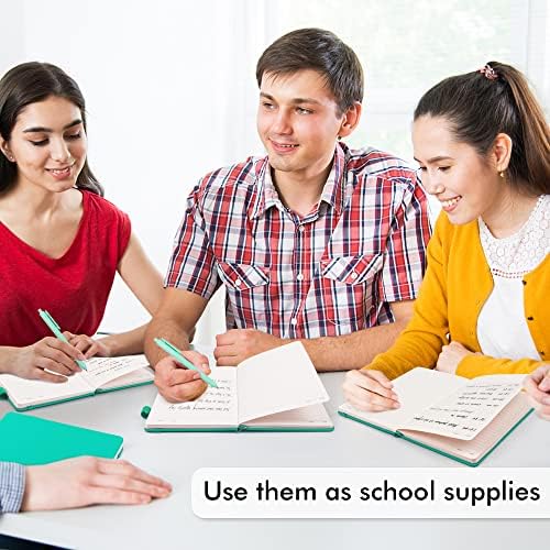 feela 12 Pack Notebooks Journals Bulk, Hardcover Notebook Classic Ruled Lined Journals with Pen Holder for Women Girls School Business Supplies, with 12 Black Pens, 120 GSM, 5.1”x8.3”, A5, Aqua - Image 5