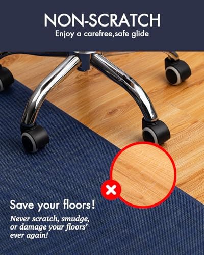 BARoyal Office Chair Mat for Hardwood Floor Under Desk Computer Rolling Chair Mat for Wood/Tile Floor Non-Slip Heavy Duty Desk Rug PVC Plastic Hard Floor Protector 45" x 53"(Indigo) - Image 2