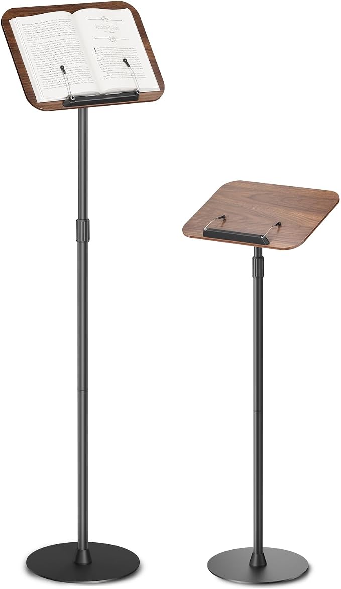 Viozon Floor Book Stand, Height Adjustable Reading Stand, Multi-Purpose Book Holder/Laptop Stand/Music Sheet Stand, 180° Tilt Desktop, Heavy-Duty Base, Two-Stage Page Clips for Thick Books by viozon