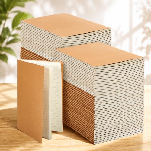 Mimorou 100 Pcs A5 Journals Notebooks Bulk,Brown,Lined by Mimorou