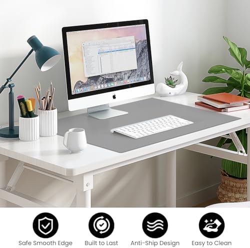 VASUHOME 24" x 18" Grey Tempered Glass Desk Mat - Multi-Functional Desk Pad for Keyboard and Monitor Protection, Dry Erase Surface, Ideal Table Top Protector for Home & Office - Image 2