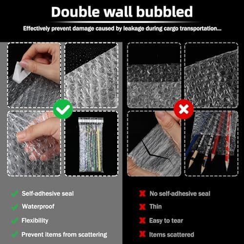 Frienda 300 Pcs Self Adhesive Bubble Bags Packing Pouches, 4" X 8" - Image 5