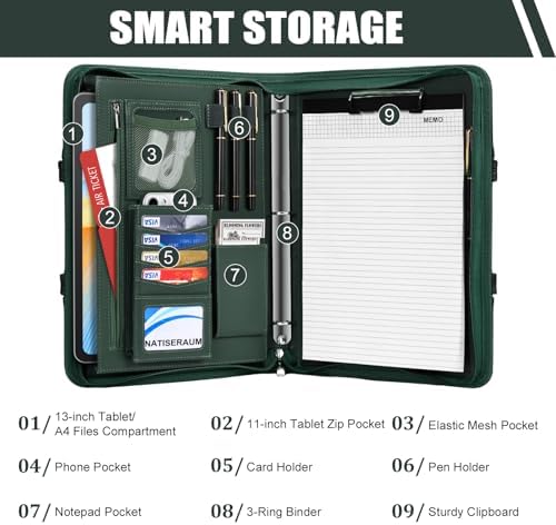 Padfolio Portfolio Binder with Handle, 3-Ring Folder Organizer - Image 5