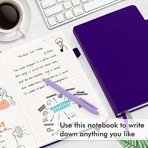 feela 24 Pack Journal Notebook Bulk for Work, Business Notebook Hardcover Lined Writing Journal with Pen Holder for Men Women Note Taking, with 24 Black Pens, 120 GSM, 5.1”x8.3”, A5, Purple - Image 4