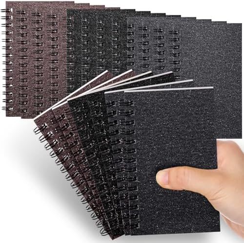 Jutom 18 Pcs Small Spiral Notebook Memo Pad 3x5, Glitter Black,Grey,Coffee by Jutom