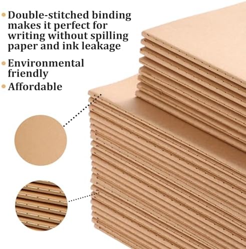 LIONSOUL 10 Pack Kraft Notebooks Bulk A5 Lined Journals 80 Pages Brown Journal Notebooks Sewn Binding Small Notebooks for Writing Notes Office Supplies - Image 5