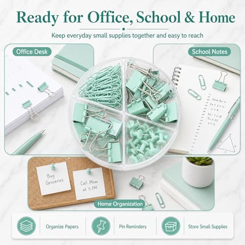 Paper Clips Binder Push Pin Set, Assorted Sized Binder Clips - Image 4