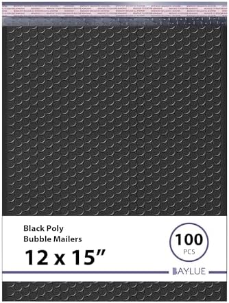 Black Bubble Mailers 12x15, Self Seal Poly Padded Envelopes, 100 Pack Bulk by BAYLUE
