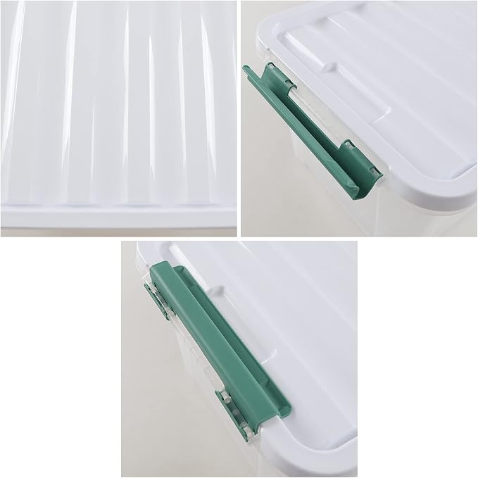 Latching Storage Bins with Lids, 20 Qt Stackable Box, 4-Pack | Clear Heavy-Duty Plastic Containers with Secure Snap Locks for Closet, Bathroom, Office Organizing - Image 3