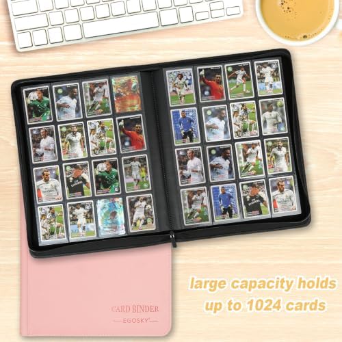 16-Pocket Business Card Binder holds 1024 Cards, Premium Diamond PU Leather Name Card Holder Organizer with Zipper, Black Sleeves Side Loading Card Book for Collectors & Office(pink) - Image 4