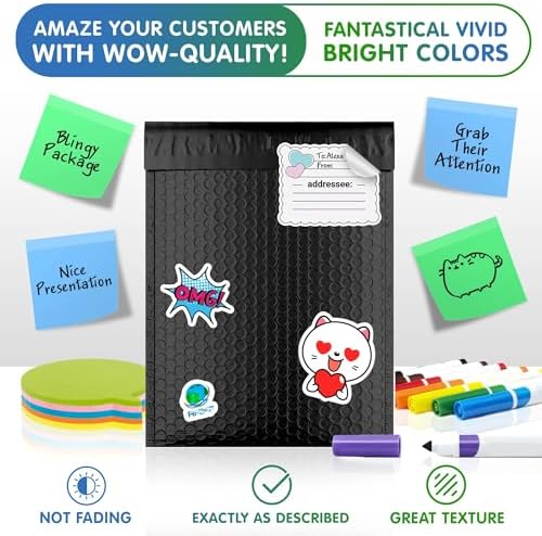 Metallic Bubble Mailers 8.5 x 11 Inch Matte Black, Self Seal Closure, 3/16 Inch Cushioning, Padded Shipping Envelopes Pack of 250 - Image 5