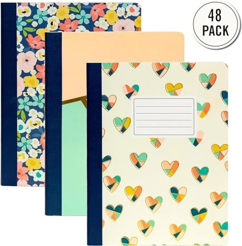 Pukka Pad, Carpe Diem Composition Notebooks - 48 Pack of Journals Featuring 140 Pages of College Ruled 80GSM Paper with Sturdy Cover Stock - 9.75 x 7.5in - Floral Love - Image 2