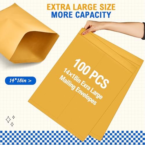 Motipuns 100 Pcs 14'' x 18'' Large Mailing Envelopes with Gummed Flaps - Image 5