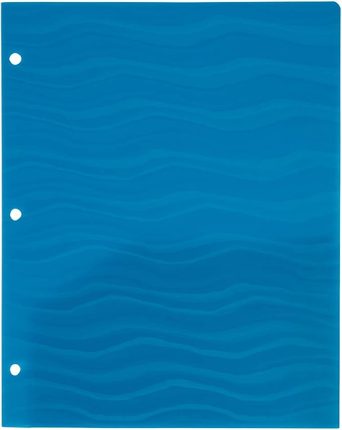 JAM PAPER Heavy Duty Plastic 3 Hole Punch Pocket Folders - Extra Tough School Folders - Assorted Wave Colors - 6/Pack - Image 5