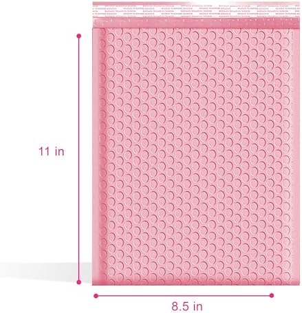 Light Pink Bubble Mailers 8.5x12, Poly Padded Envelopes #2, 100 Pack - Image 2