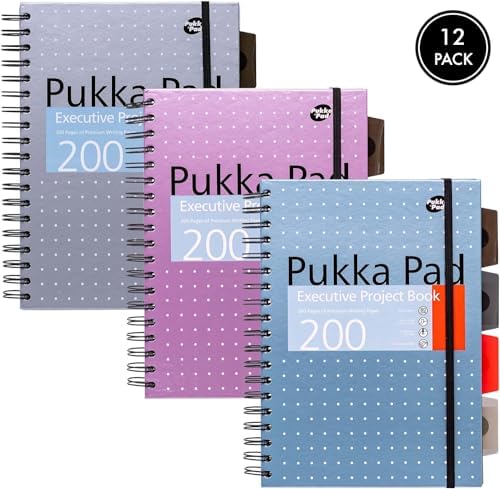 Pukka Pad 5 Subject Spiral Notebook 12-Pack - 200 Pages, 100 Sheets of 80GSM Paper with Repositionable Dividers & Perforated Edges for School & Office Planning & Organization - B5-7 X 10, Metallic - Image 2