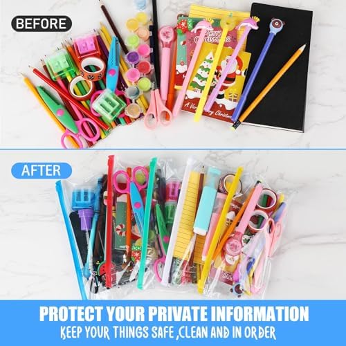 Zhehao 300 Pcs A6 Zipper Pouch Bulk, Clear Pencil Envelopes, Multicolor - Image 5