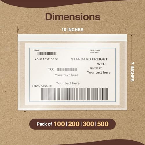 7x10 Shipping Label Sleeves 500 Pack-Strong Adhesive - Image 2