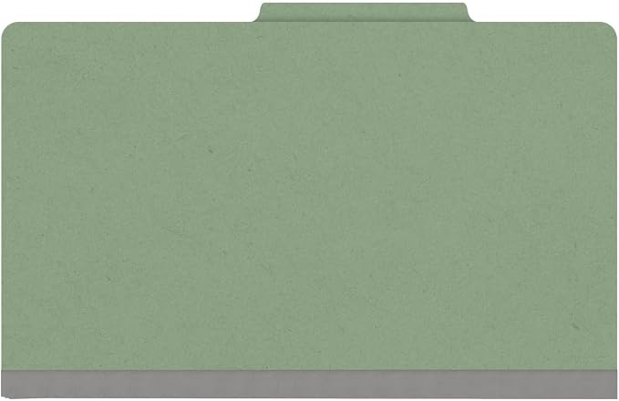 25 Pt. Pressboard Classification Folders, 2/5 Cut ROC Top Tab, Legal Size, 1 Divider, Green (Box of 10) - Image 3