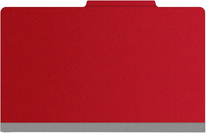 25 Pt. Pressboard Classification Folders, 2/5 Cut ROC Top Tab, Legal Size, 1 Divider, Deep Red (Box of 10) - Image 3