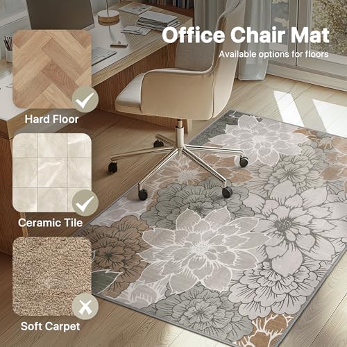 48"x60" Office Chair Mat for Hardwood Floor, Non-Slip Washable Taupe Grey - Image 3
