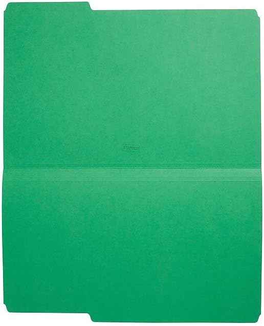 Staples Colored File Folders, Legal Size, 3‑Tab Top‑Tab Design, Green, Durable Paper Stock, 100/Pack - Image 3