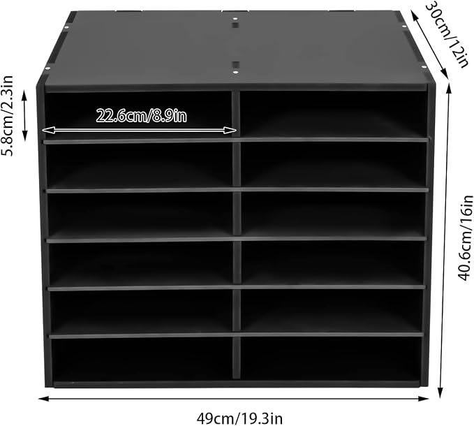 Literature Organizer Sorter, 12 Slots Adjustable File Sorter Mail Organizer | Paper Sorter Organizer, Open Design Paper Storage Mailbox for Office School Classroom, Black - Image 4