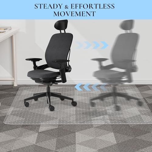 Office Chair Mat, 30" x 48" Transparent Office Desk Chair Mat for Carpeted Floors, Studded Carpet Floors Protector Mat for Home & Offices - Image 5