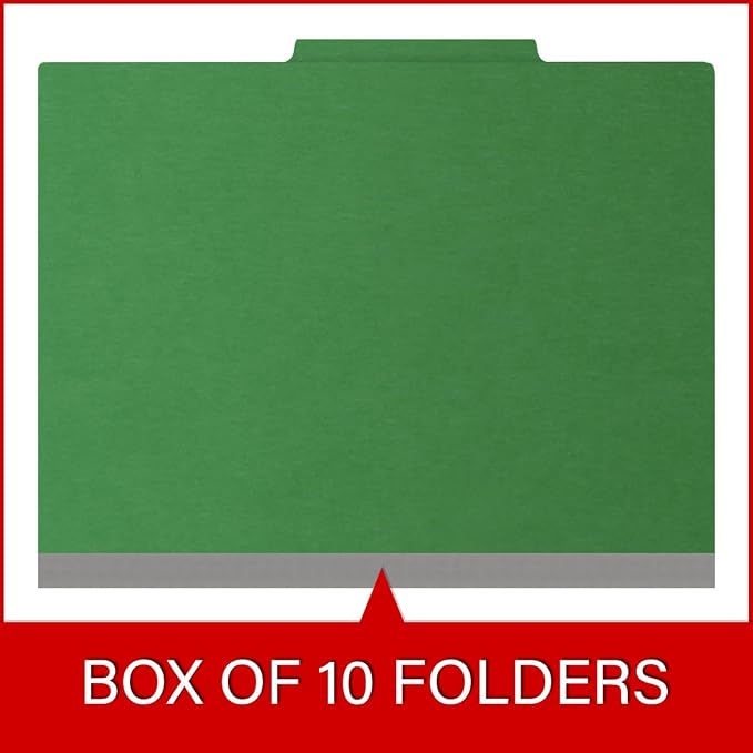 25 Pt. Pressboard Classification Folders, 2/5 Cut ROC Top Tab, Letter Size, 3 Dividers, Moss Green (Box of 10) - Image 6