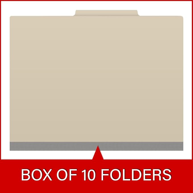25 Pt. Pressboard Classification Folders, 2/5 Cut ROC Top Tab, Letter Size, 2 Dividers, Manila (Box of 10) - Image 6