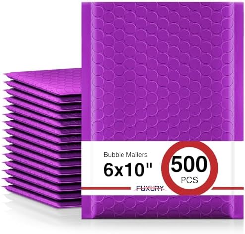 Fuxury Bubble Mailers 6x10 Inch 500 Pack Purple Padded Envelopes Bulk by Fuxury