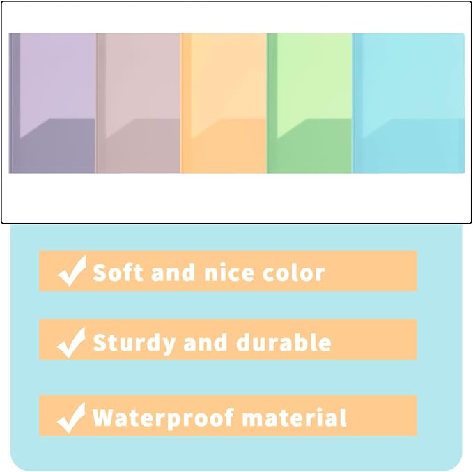100 Pcs Cute Plastic Folders with Pockets and 3 Prongs, Pastel Colors, Durable File Folders with Fasteners and Pockets for Documents, Tear Resistant Office, School Supplies - Image 6