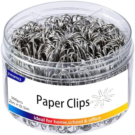 Colored Jumbo Paper Clips, 2 Inch (50 mm), 300pcs by ZYFOFFICE