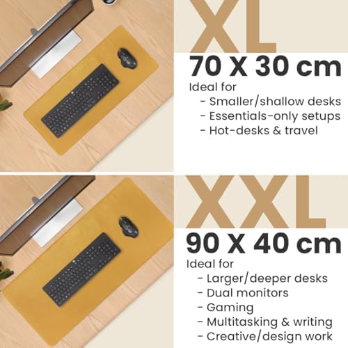 Full Grain Leather Desk Pad, Mustard Yellow, XL (35.4 x 15.7 inch) - Image 4