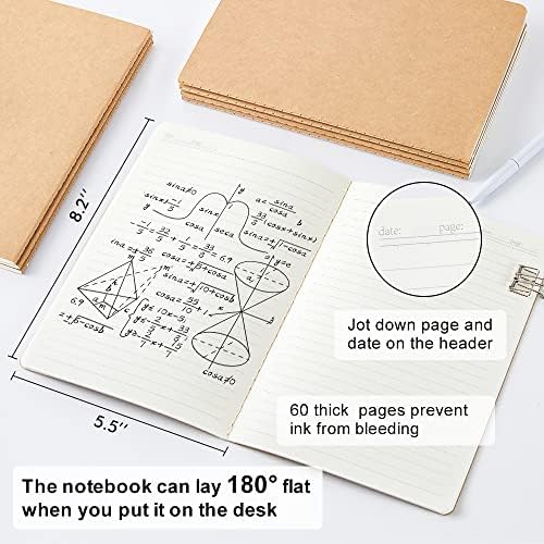 feela 60 Pack Kraft Notebooks Bulk, Lined Travel Journals Note Pad Notebooks for Men Women Girls Students, Making Plans Writing Memos Office School Supplies, A5, 60 Pages, 8.3” X 5.5” - Image 2