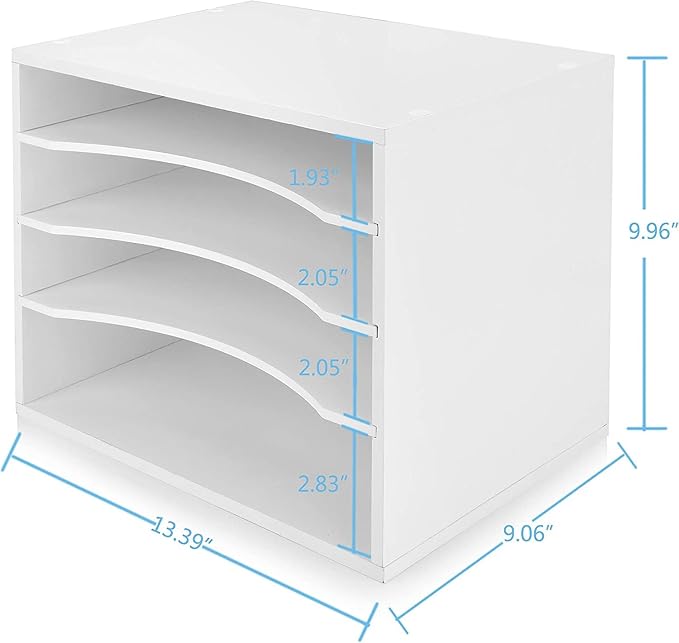 EMERIT Paper Organzier Wood Desktop Organizer Storage Letter Tray File Sorter with Adjustable Shelves for Home Office - Image 4