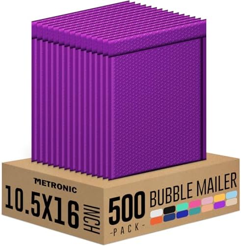 Metronic Bubble Mailers 10.5X16 Inch 500 Pack Purple Thick Padded Envelopes by METRONIC