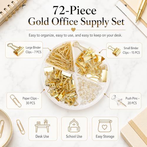 Paper Clips Binder Push Pin Set, Assorted Sized Binder Clips - Image 4