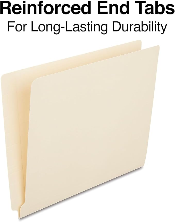 Staples Reinforced End‑Tab File Folders, Letter Size, Straight‑Cut Tabs, Manila, Heavy‑Duty Construction, 500/Carton - Image 4