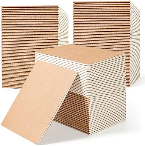 feela 170 Pack Blank Kraft Notebooks, Unlined Sketchbook Mini Cute Note Pad for Drawing Writing, Journal Bulk For Kids Students Office School Supplies, A6, 48 Pages, 4.25” X 5.5”, Brown by feela